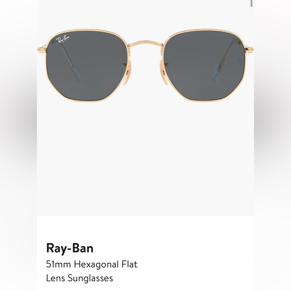 Ray-Ban Gold and Black Hexagonal Sunglasses - 51mm with box